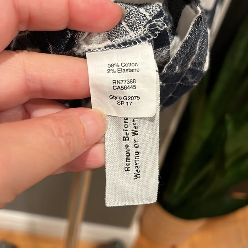 🍕🪻Madewell Plaid Button-Back Tie Tee blue white small CLOSEOUT